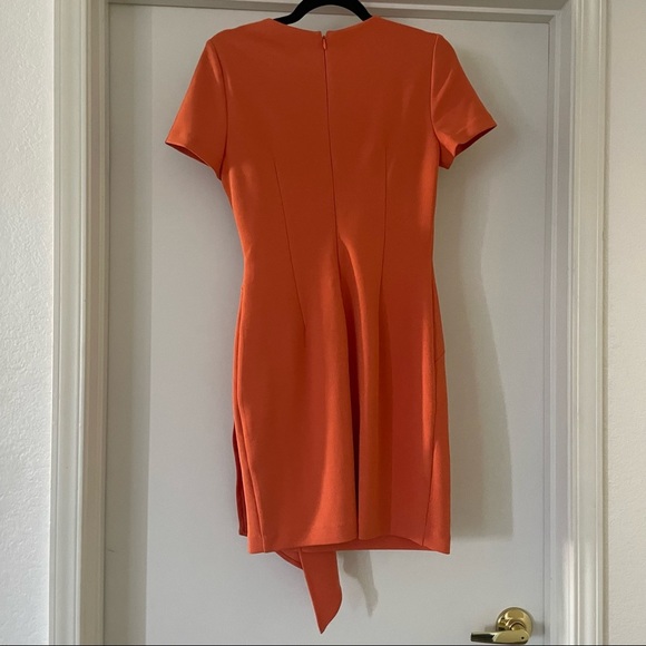 NWT Belle Badgley Mischka Dress Devin Stretch Crepe Short Sleeve Orange -size 2 - Picture 3 of 6